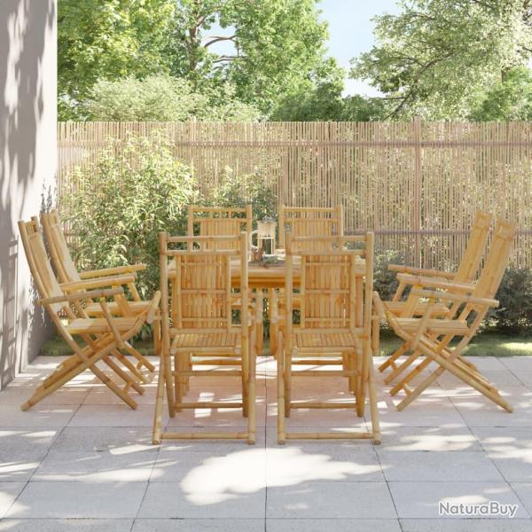 Chaises pliables de lot de 8 53x66x99 cm bambou