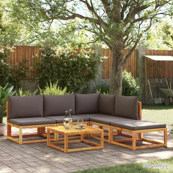 Ensemble de canap�s de 6 pi�ces avec coussins en bois d'acacia et corde