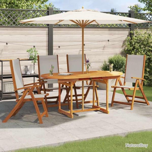 Chaises pliables de lot de 4 bois d'acacia et textil�ne