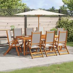 Chaises pliantes, 8 pi&egrave;ces, en bois massif d'acacia et textil&egrave;ne