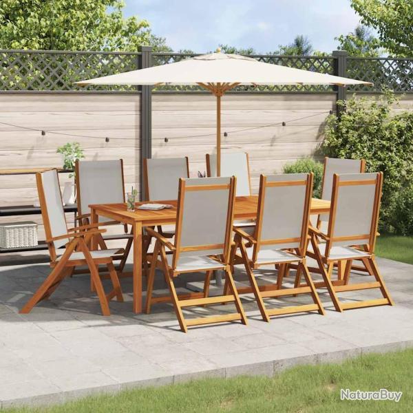 Chaises pliantes, 8 pi�ces, en bois massif d'acacia et textil�ne
