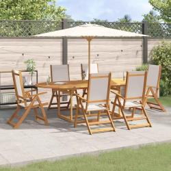 Ensemble &agrave; manger de 9pcs bois d'acacia solide textil&egrave;ne