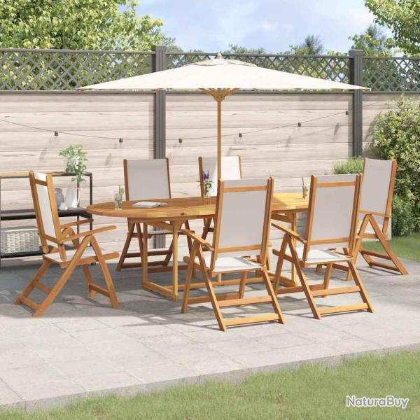 Ensemble � manger de 9pcs bois d'acacia solide textil�ne
