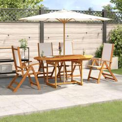 Ensemble &agrave; manger de 5pcs bois d'acacia solide textil&egrave;ne
