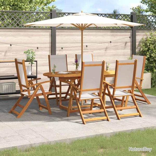 Ensemble � Manger de 7pcs bois d'acacia solide textil�ne