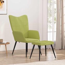 Chaise de relaxation avec tabouret Vert Tissu
