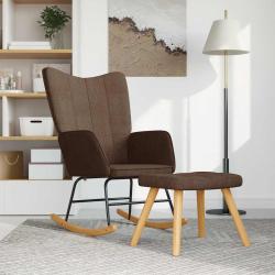Chaise &agrave; bascule avec tabouret Marron Tissu
