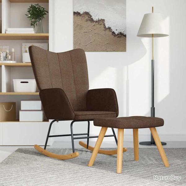 Chaise � bascule avec tabouret Marron Tissu