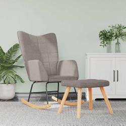 Chaise &agrave; bascule avec tabouret Taupe Tissu