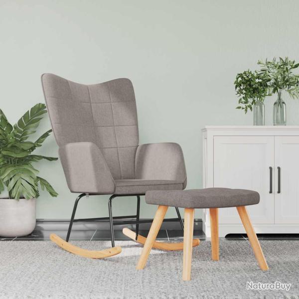 Chaise � bascule avec tabouret Taupe Tissu