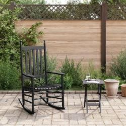 Chaise &agrave; bascule avec table pliable noir bois massif peuplier