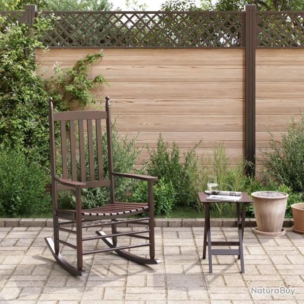 Chaise � bascule avec table pliable marron bois massif peuplier