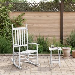 Chaise &agrave; bascule avec table pliable blanc bois massif peuplier