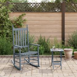 Chaise &agrave; bascule avec table pliable gris bois massif peuplier