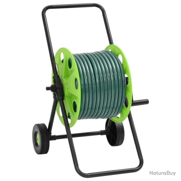 Chariot enrouleur vert avec tuyau de 30 m PVC