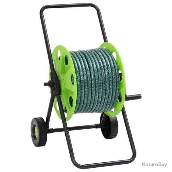 Chariot enrouleur vert et jeu de raccords de tuyaux 1,27cm 30 m