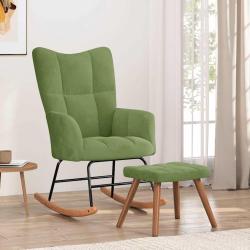 Chaise &agrave; bascule avec repose-pied Vert clair Velours