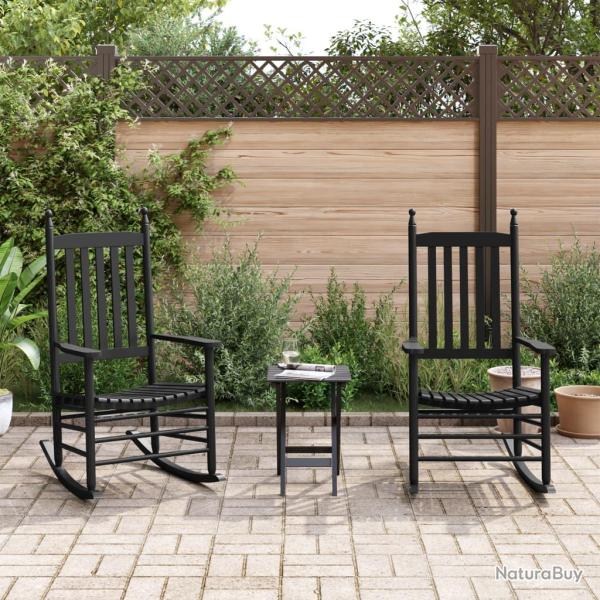 Chaises � bascule avec si�ges incurv�s lot de 2 noir peuplier