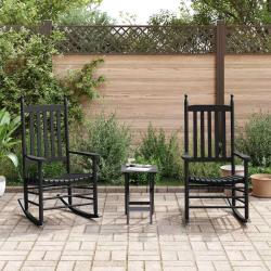 Chaises &agrave; bascule lot de 2 table pliable noir massif peuplier