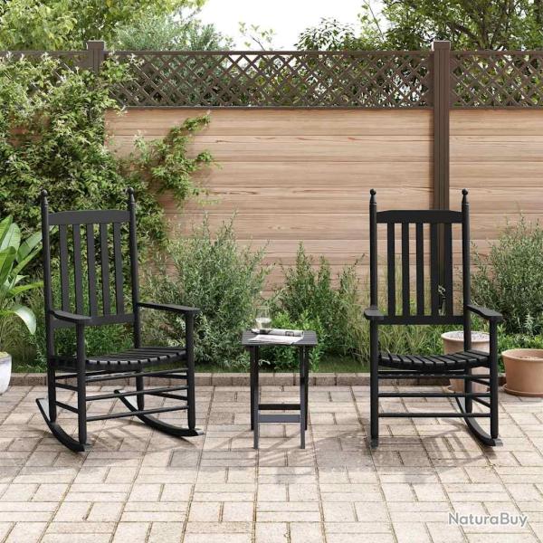 Chaises � bascule lot de 2 table pliable noir massif peuplier