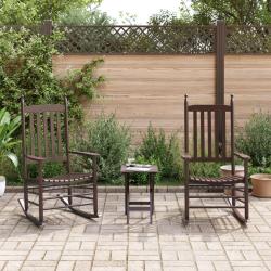 Chaises &agrave; bascule lot de 2 table pliable marron massif peuplier