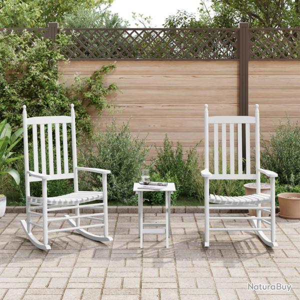 Chaises � bascule lot de 2 table pliable blanc massif peuplier