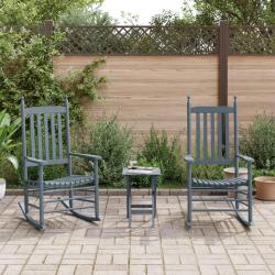 Chaises &agrave; bascule lot de 2 table pliable gris massif peuplier