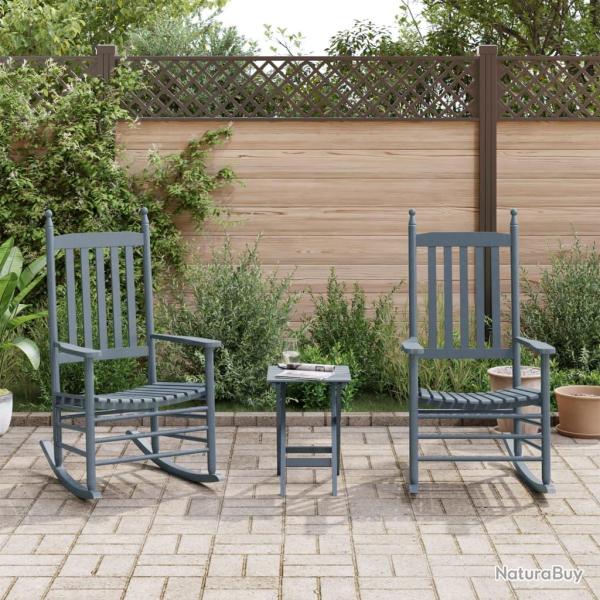 Chaises � bascule lot de 2 table pliable gris massif peuplier