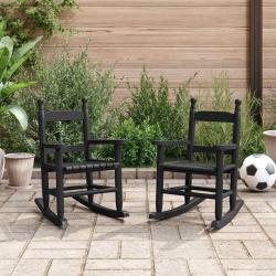 Chaises &agrave; bascule enfants lot de 2 noir bois de peuplier massif