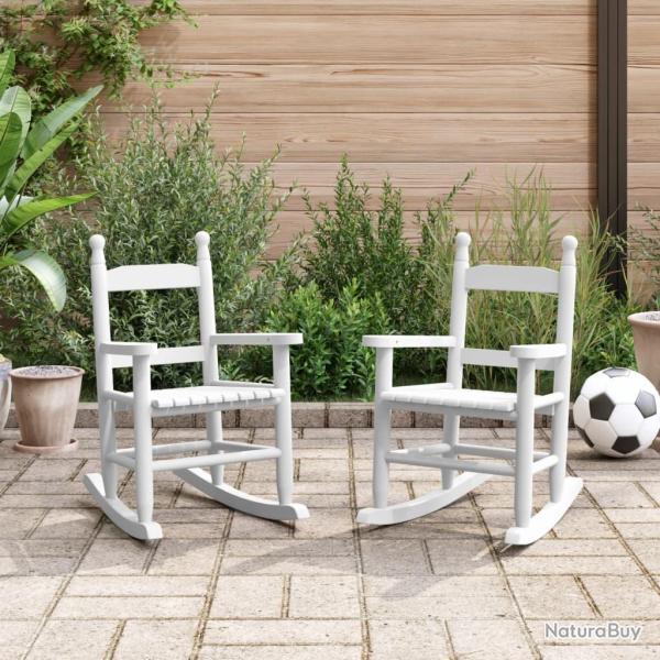 Chaises � bascule enfants lot de 2 blanc bois peuplier massif