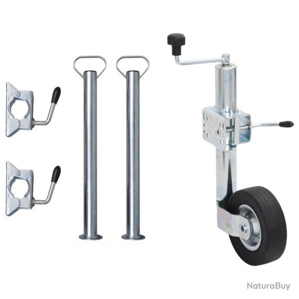 Cric � roue pour remorque 60 mm 2 tubes de soutien 3 pinces