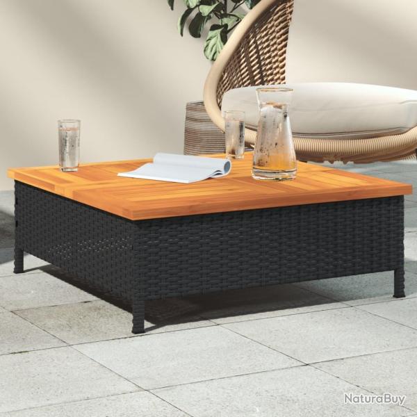 Table de noir 70x70x25 cm r�sine tress�e et bois acacia