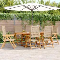 Ensemble &agrave; manger de 7 pcs beige rotin et bois massif