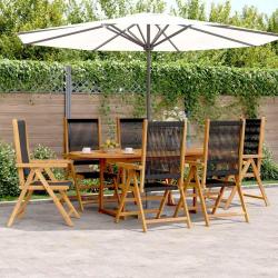 Ensemble &agrave; Manger de 7pcs noir polypropyl&egrave;ne bois massif