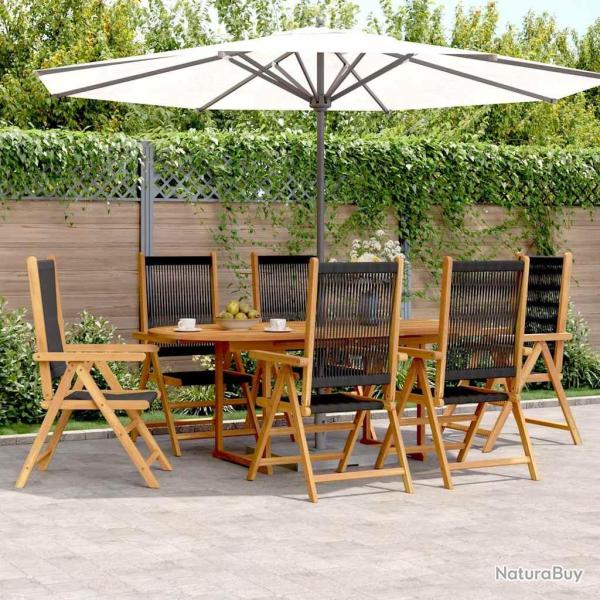 Ensemble � Manger de 7pcs noir polypropyl�ne bois massif