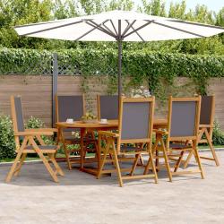 Ensemble &agrave; manger de 7 pcs anthracite tissu bois massif