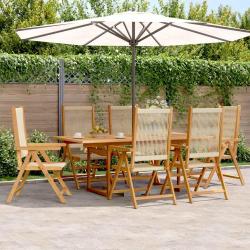 Ensemble &agrave; Manger de 7 pcs beige polypropyl&egrave;ne et bois