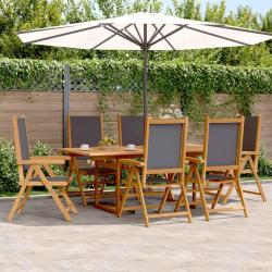 Ensemble &agrave; manger de 7 pcs anthracite tissu bois massif