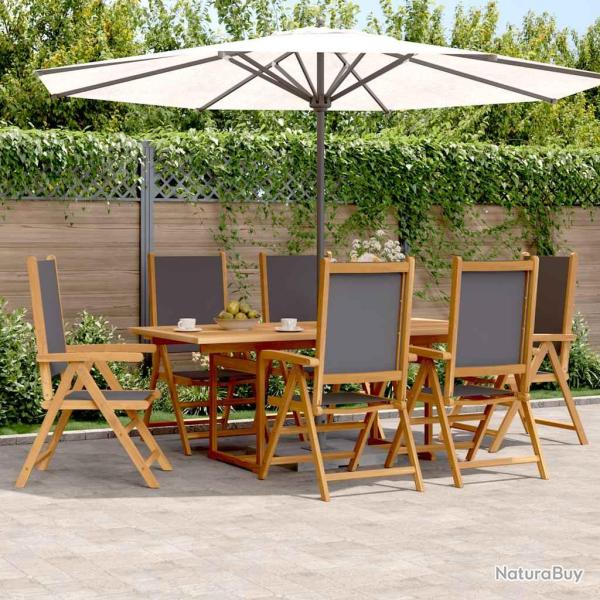 Ensemble � manger de 7 pcs anthracite tissu bois massif
