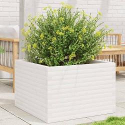 Jardini&egrave;re blanc 70x70x46 cm bois de pin massif
