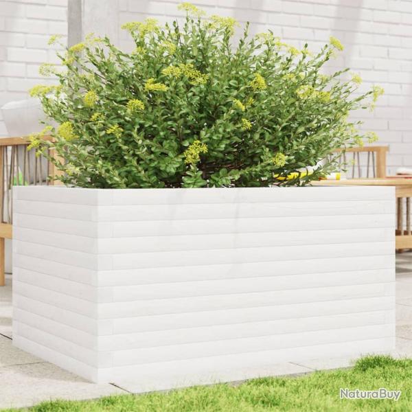 Jardini�re blanc 90x60x46 cm bois de pin massif