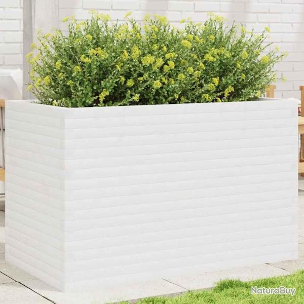 Jardini�re blanc 110x60x68,5 cm bois de pin massif