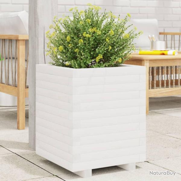 Jardini�re blanc 40x40x49,5 cm bois de pin massif