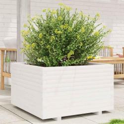 Jardini&egrave;re blanc 80x80x49,5 cm bois de pin massif