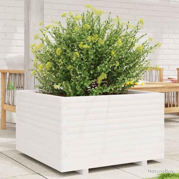 Jardini�re blanc 80x80x49,5 cm bois de pin massif