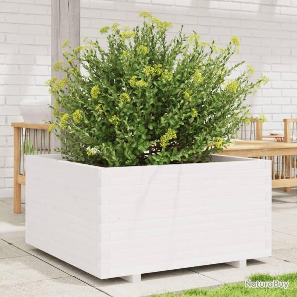 Jardini�re blanc 90x90x49,5 cm bois de pin massif