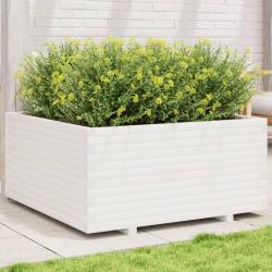 Jardini&egrave;re blanc 100x100x49,5 cm bois de pin massif