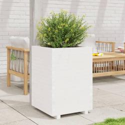 Jardini&egrave;re blanc 50x50x72,5 cm bois de pin massif