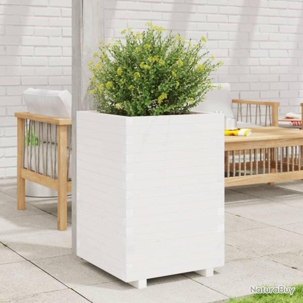 Jardini�re blanc 50x50x72,5 cm bois de pin massif
