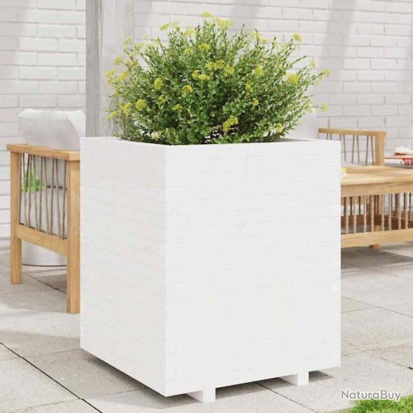 Jardini�re blanc 60x60x72,5 cm bois de pin massif